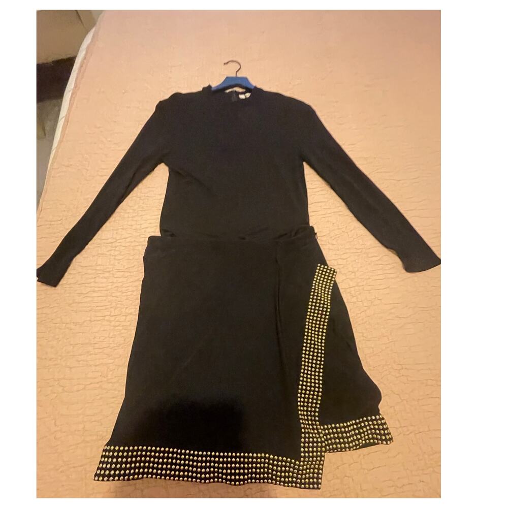 Roberto Cavalli Studded Mini Dress in Black with Gold Studs NWT - Picture 6 of 16